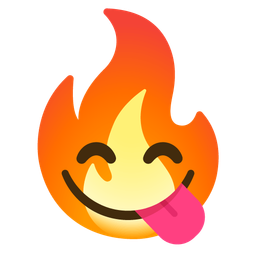 Fire and Face savoring food