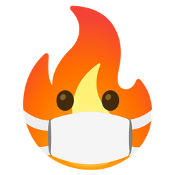 fire and face with medical mask