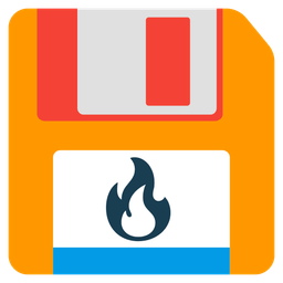 fire and floppy disk
