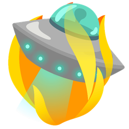 fire and flying saucer