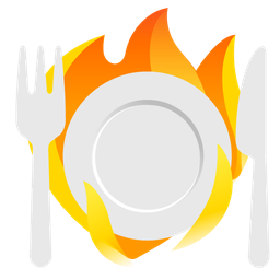 fire and fork and knife with plate