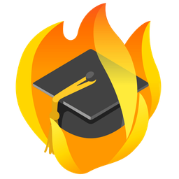 fire and graduation cap