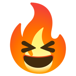 Fire and Grinning squinting face