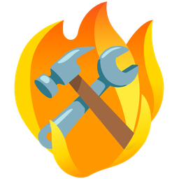 fire and hammer and wrench