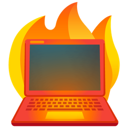 fire and laptop