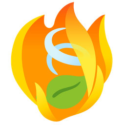 fire and leaf fluttering in wind