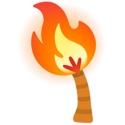 fire and palm tree