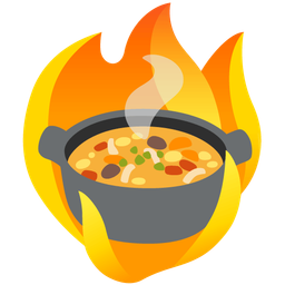 fire and pot of food