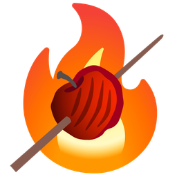 fire and red apple
