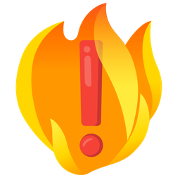 fire and red exclamation mark
