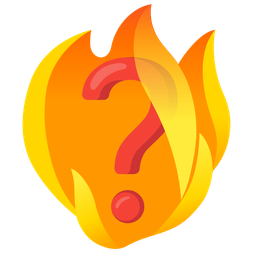 fire and red question mark