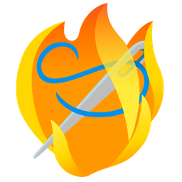 fire and sewing needle