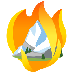 fire and snow-capped mountain
