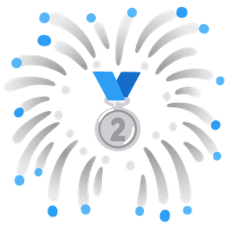 fireworks and 2nd place medal