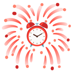 fireworks and alarm clock