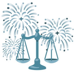 fireworks and balance scale
