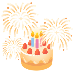 fireworks and birthday cake