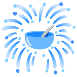 fireworks and bowl with spoon