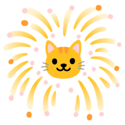 fireworks and cat face