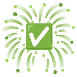 fireworks and check mark button