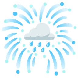 fireworks and cloud with rain