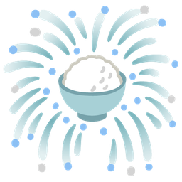 fireworks and cooked rice