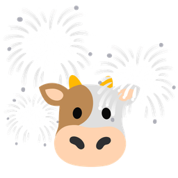 fireworks and cow face