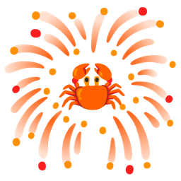 fireworks and crab