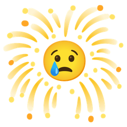 fireworks and crying face