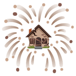 fireworks and derelict house