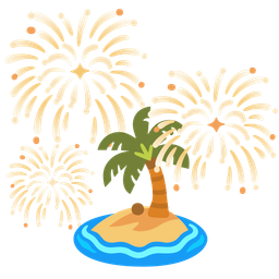 fireworks and desert island
