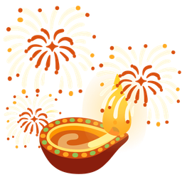 fireworks and diya lamp
