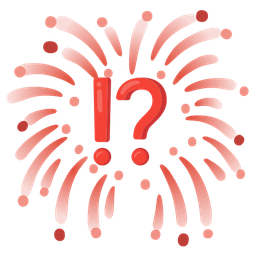 fireworks and exclamation question mark