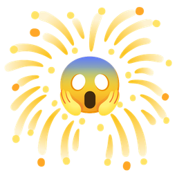 fireworks and face screaming in fear