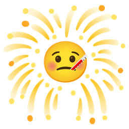 fireworks and face with thermometer