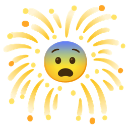 fireworks and fearful face