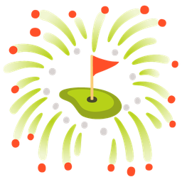 fireworks and flag in hole