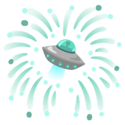 fireworks and flying saucer