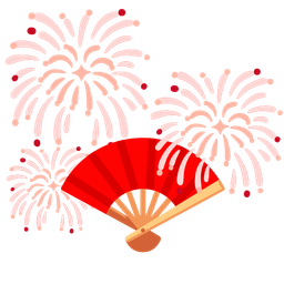 fireworks and folding hand fan