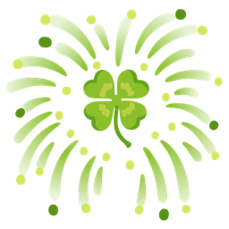 fireworks and four leaf clover