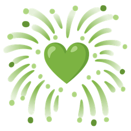 fireworks and green heart