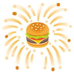 fireworks and hamburger