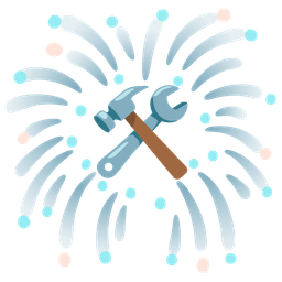 fireworks and hammer and wrench