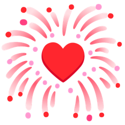 fireworks and heart suit