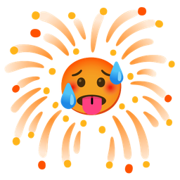 fireworks and hot face