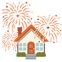 fireworks and house
