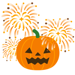 fireworks and jack-o-lantern
