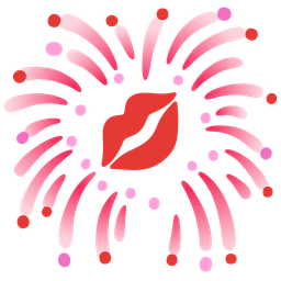 fireworks and kiss mark