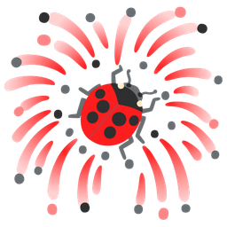 fireworks and lady beetle