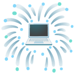 fireworks and laptop